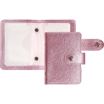 Визитница "deVENTE. Altea" (75x110 мм) на 20 карточек, мягкая обложка из искусственной кожи, отстрочка, хлястик на кнопке, в пластиковом пакете с европодвесом, розовая перламутровая