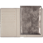 Обложка для паспорта "deVENTE. Voyager" 10x14 см, искусственная кожа фактурная блестящая, поролон, отстрочка, 5 отделений для визиток, в пластиковом пакете с европодвесом, серебряная