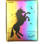 Дневник "deVENTE. Black Unicorn" универсальный блок, офсет 1 краска, белая бумага 80 г/м2, твердая обложка из искусственной кожи с поролоном, шелкография, цветной форзац, 1 ляссе