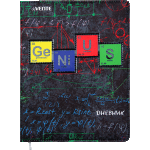 Дневник "deVENTE. Genius" универсальный блок, офсет 1 краска, кремовая бумага 80 г/м², твердая обложка из искусственной кожи с поролоном, аппликация, цветная печать, отстрочка, 1 ляссе