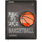 Дневник "deVENTE. World Basketball" универсальный блок, офсет 1 краска, кремовая бумага 80 г/м², твердая обложка из искусственной кожи с поролоном, аппликация, цветная печать, отстрочка, 1 ляссе