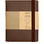 Дневник "deVENTE. Dark brown" универсальный блок, офсет 1 краска, кремовая бумага 80 г/м², твердая обложка из искусственной кожи с поролоном, вертикальная резинка, отстрочка, 1 ляссе