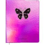 Дневник "deVENTE. Black Butterfly" универсальный блок, офсет 1 краска, кремовая бумага 80 г/м2, твердая обложка из искусственной кожи, объемная аппликация, шелкография, 1 ляссе