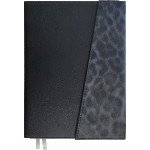 Ежедневник недатированный "deVENTE. Leopard" B6 (120 ммx170 мм) 320 стр, кремовая бумага 70 г/м², печать в 2 краски, твердая комбинированная обложка из искусственной кожи, магнитная створка, отстрочка, черный форзац, перфорация, 2 ляссе, в подарочной коробке, черный