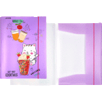 Папка с резинкой "deVENTE. Unicorn Cocktail" A4 (320x235 мм) 400 мкм, с декоративным элементом с конфетти, вертикальная резинка, 3 клапана, индивидуальная упаковка, пастельный сиреневый