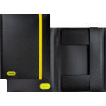Папка с резинкой "deVENTE. MonoChrome" A4 (320x235 мм) 500 мкм, с рельефной фактурной поверхностью, вертикальная неоновая желтая резинка 15 мм, 3 клапана, индивидуальная маркировка, непрозрачная черная с неоновым желтым
