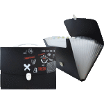 Портфель "deVENTE. The X" с 12-ю отделениями на замке, пластиковый 800 мкм, для документов A4 (33x24x3 см) внутренние отделения толщиной 170 мкм, непрозрачный черный