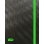 Папка с боковым прижимом "deVENTE. Monochrome" A4 (235x310x20 мм) 650 мкм, на 150 листов бумаги, с рельефной фактурной поверхностью, вертикальная неоновая зеленая резинка 15мм, внутренний карман 160 мкм, индивидуальная маркировка, непрозрачная черная с неновым зеленым