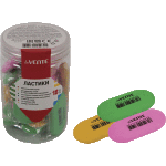 Ластик "deVENTE. Ellipse" синтетический каучук, овальный цветной, 62x28x9 мм, dust-free, в индивидуальной упаковке с штрих кодом, в пластиковой банке