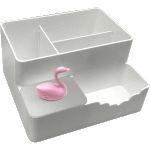 Органайзер настольный детский "deVENTE. Pink Swan" 10,6x17,5x18,1 см, пластиковый, белый с розовой фигуркой лебедя, в картонной коробке