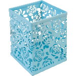 Подставка для пишущих принадлежностей "deVENTE" 8x8x9,8 см, квадратный, ажурный сетчатая металлическая, голубой