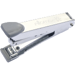 Степлер "Attomex" № 10 (мощность 15 листов, глубина скрепления 35 мм) металлический, со встроенным металлическим антистеплером, в картонной коробке, серый