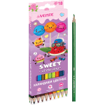 Карандаши цветные "deVENTE. Sweet" 18 цветов, 2М, диаметр грифеля 2,8 мм, шестигранные, в картонной коробке