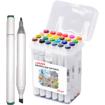 Набор маркеров для скетчинга "deVENTE. Emotion" 24 цвета, двусторонние (пулевидный 1 мм/скошенный до 5 мм), эргономичный трёхгранный корпус, чернила на спиртовой основе, в пластиковой коробке