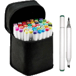 Набор маркеров для скетчинга "deVENTE. Emotion" 48 цветов, двусторонние (кистевидный 2 мм/скошенный до 5 мм), эргономичный трёхгранный корпус, чернила на спиртовой основе, в текстильной сумке