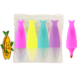 Набор маркеров-выделителей "deVENTE. Fish" (04 цв - цвет мор волны, желт, фиол, роз) мини-корпус в форме рыбок, скошенный наконечник, ширина линии 1-3 мм, в пластиковой сумочке на молнии