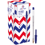 Ручка шариковая "Attomex" d=0,7 мм, прозрачный корпус, сменный стержень, индивидуальная маркировка, синяя
