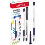 Ручка шариковая "deVENTE. Everly" d=0,7 мм, ультра гладкое письмо, чернила на масляной основе, с прозрачным корпусом, металлическим наконечником и резиновым держателем, сменный стержень, индивидуальная маркировка, синяя