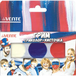 Краски для грима лица и тела "deVENTE" 3 классических цвета (российский триколор) 1 кисточка, в картонной коробке с подвесом