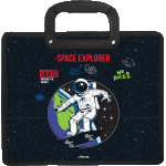 Папка для тетрадей, ИЗО и технологии "deVENTE. Space Explorer" A4 (34,5x30,5x10 см) с текстильным расширением 10 см, на молнии сверху, пластик 400 мкм, пластиковые ручки