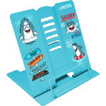 Подставка для учебников и книг "deVENTE. Shark" 15,4x15,2 см, металлическая окрашенная, вес 235 г, с противоскользящими ножками, синяя, с полноцветным рисунком, в пластиковом пакете с европодвесом