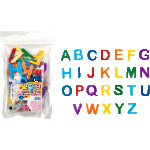 Набор магнитов "deVENTE. Английский алфавит на магнитах" пластиковых, цвета ассорти (7 цветов радуги - красный, оранжевый, желтый, зеленый, голубой, синий, фиолетовый) 26 букв, большой размер буквы 43x33x8 мм, в пластиковом пакете с блистерным подвесом