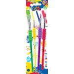 Набор кистей "deVENTE. Cosmo" 4 шт (синтетика круглые № 2, 6, 10, плоская № 12) ручка с эргономичным грипом Soft Touch, окрас волоса, ручки и грипа в ярких цветах, в картонном блистере