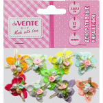 Декоративные украшения "deVENTE. Композиция из цветов 2" тканевые, 35x35 мм, 8 шт, ассорти цветов, в пластиковом пакете с блистерным подвесом