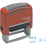 Штамп автоматический стандартный "deVENTE" 9011T, готовый к работе №08 "Исх. №, дата, подпись" 38x14 мм, в блистере