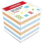 Куб бумажный для записей "deVENTE" 90x90x90 мм цветной, непроклеенный, офсет 100 г/м², белизна 92%, в прозрачной пластиковой подставке