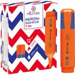 Маркер-выделитель "Attomex" плоский корпус с клипом, скошенный наконечник, ширина линии 1-5 мм, оранжевый