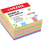 Клейкая бумага для заметок "deVENTE" 76x76 мм, 400 листов, офсет 75 г/м², 6 неоновых и 4 пастельных цветов