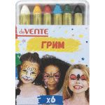 Мелки для грима лица и тела "deVENTE" 6 классических цветов, в пластиковой упаковке с подвесом