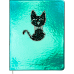 Дневник "deVENTE. Black Cat" универсальный блок, офсет 1 краска, кремовая бумага 80 г/м2, твердая обложка из искусственной кожи, объемная аппликация, шелкография, 1 ляссе