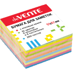 Клейкая бумага для заметок "deVENTE" 51x51 мм, 250 листов, офсет 75 г/м², 6 неоновых и 4 пастельных цвета