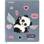 Дневник "deVENTE. Panda" универсальный блок, офсет 1 краска, белая бумага 80 г/м2, твердая обложка из искусственной кожи, аппликация, шелкография, цветной форзац, 1 ляссе
