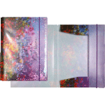 Папка с резинкой "deVENTE. Dream. Flowers" A4 (320x235 мм) 400+100 мкм, с печатью и конфетти, вертикальная резинка, 3 клапана, индивидуальная упаковка