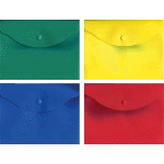 Папка-конверт на кнопке "deVENTE" A5+ (190x240 мм) 180 мкм, непрозрачная ассорти (красная, синяя, зеленая, желтая)
