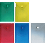 Папка-конверт на кнопке "deVENTE" A6 (105x148 мм) 180 мкм, полупрозрачная ассорти (полупрозрачная, красная, синяя, зеленая, желтая) клапан по короткой стороне