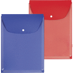 Папка с расширением с клапаном на кнопке "deVENTE" A4 (230x310 мм) до 250 листов, ПВХ 180+300 мкм, без отверстий, прозрачный верхний лист, основание цветное ассорти (красный, синий) индивидуальная маркировка