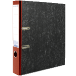Папка с арочным механизмом "Attomex" A4 50 мм мраморная картонная разобранная, корешок из PVC, наварной карман с этикеткой, металлическая окантовка, запечатка форзаца, красная