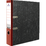 Папка с арочным механизмом "Attomex" A4 75 мм мраморная картонная разобранная, корешок из PVC, наварной карман с этикеткой, металлическая окантовка, запечатка форзаца, запечатка форзаца, красная