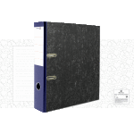 Папка с арочным механизмом "Attomex" A4 75 мм, мраморная картонная, собранная, c металлической окантовкой нижней кромки, с этикеткой для надписей, запечатка форзаца, синяя