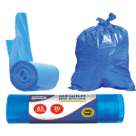 Мешки для мусора с завязками - лепестками "CleanLab" 65 л, 60x141 см (длина за 2 пакета) ПНД, 12 мкм, 20 шт/рулон, тип дна "звезда" синие