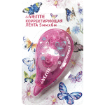 Корректирующая лента "deVENTE. Butterfly" 5 ммx06 м, регулировка натяжения ленты, розовый прозрачный корпус, фронтальный аппликатор, в картонном блистере