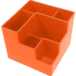 Подставка для канцелярских принадлежностей "deVENTE" 12,2x12,2x10 см, 6 секций, непрозрачная оранжевая