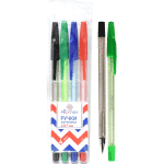 Набор ручек шариковых "Attomex" 04 цвета, d=0,7 мм, полупрозрачный корпус c металлическим наконечником, сменный стержень, в пластиковом блистере