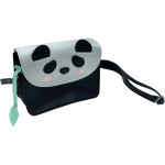 Сумка через плечо "deVENTE. Panda" 19x15x6,5 см, матовая искусственная кожа, 1 отделение на молнии и магнитной кнопке, 1 внутренний карман, с брелоком-листком, с ушками и аппликацией в виде панды, серебристая с черным