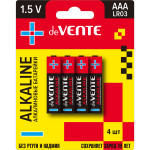 Батарейка "deVENTE. Alkaline" алкалиновая, AAA, LR03, 1,5В, 4 шт в блистере