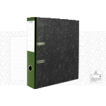 Папка с арочным механизмом "Attomex" A4 75 мм, мраморная картонная, собранная, c металлической окантовкой нижней кромки, с этикеткой для надписей, запечатка форзаца, зеленая